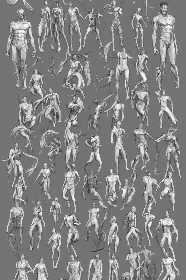 Image similar to concept art, zodiac signs, but with human body