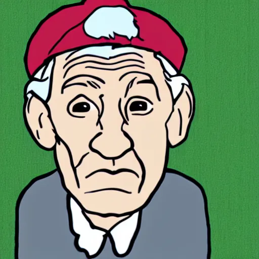 Image similar to portrait of ian mckellen in the style of homestar runner