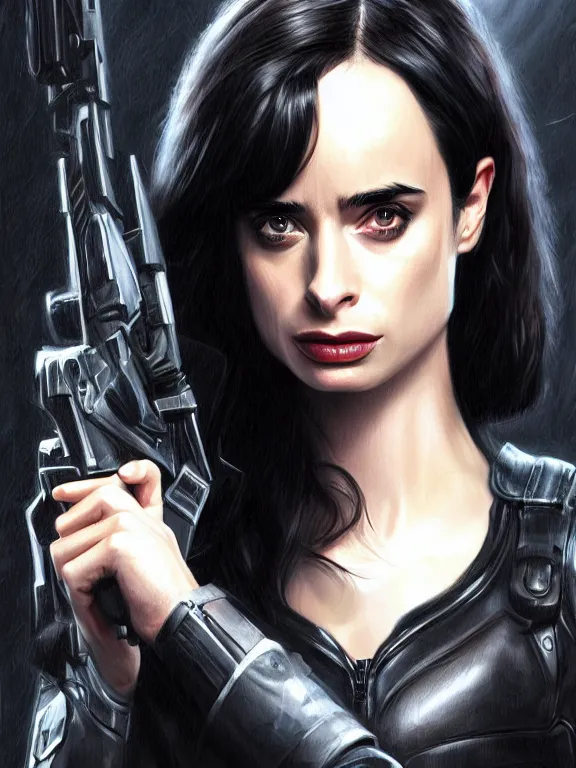 Image similar to krysten ritter as nick fury, digital painting, extremely detailed, 4 k, intricate, brush strokes, mark arian, artgerm, bastien lecouffe - deharme