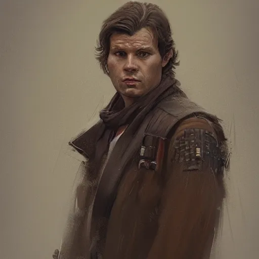 Prompt: portrait of a man by greg rutkowski, the father of han solo, star wars expanded universe, he is about 3 0 years old, highly detailed portrait, digital painting, artstation, concept art, smooth, sharp foccus ilustration, artstation hq