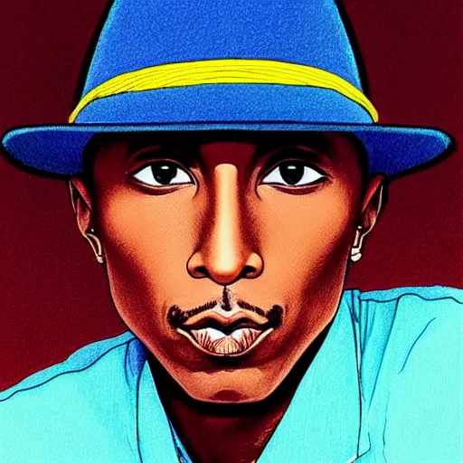 Prompt: “ pharrell retro minimalist portrait by jean giraud, art of moebius, sharp, smooth face, comic, 8 k ”