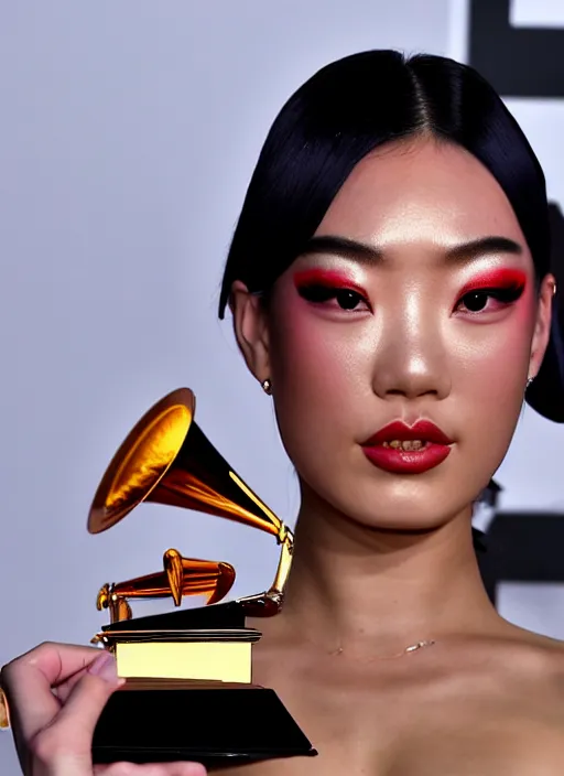 Image similar to rina sawayama winning a grammy award, red weapon 8 k s 3 5, cooke anamorphic / i lenses, highly detailed, cinematic lighting