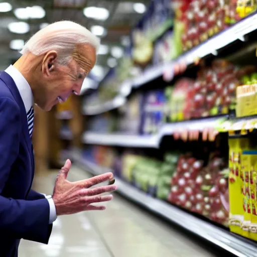 Image similar to joe biden at the grocery store surveillance footage