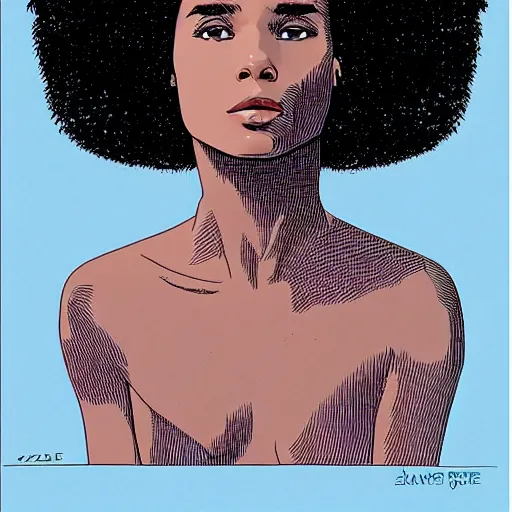 Prompt: “ zoe kravitz retro minimalist portrait by jean giraud, moebius starwatcher comic, sharp, smooth face, 8 k ”