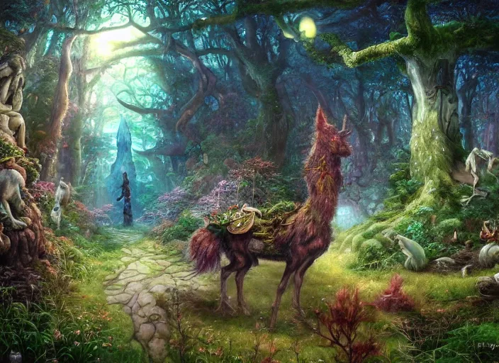 Prompt: desktop background, magical fantasy forest, centaur, path traced, highly detailed, high quality, digital painting, by studio ghibli, lise deharme, alexander jansson, paul lehr, noriyoshi ohrai, tim white, hans zatzka, henriette ronner - knip, george stubbs, louis wain