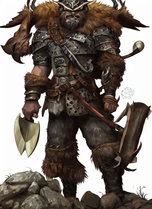 Prompt: strong young man, photorealistic bugbear ranger, black beard, dungeons and dragons, pathfinder, roleplaying game art, hunters gear, flaming sword, jeweled ornate leather and steel armour, concept art, character design on white background, by studio ghibli, makoto shinkai, kim jung giu, poster art, game art