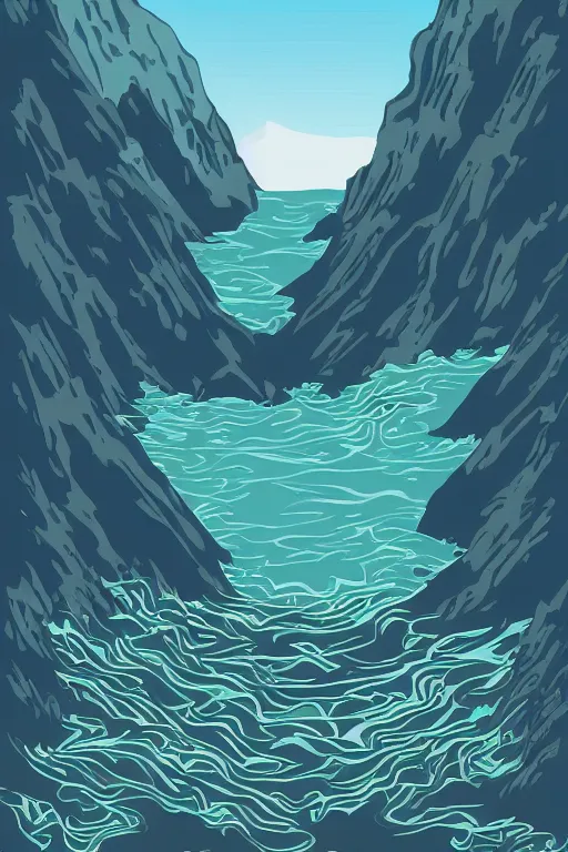 Image similar to mountain water illustration vector digital art trending on artstation