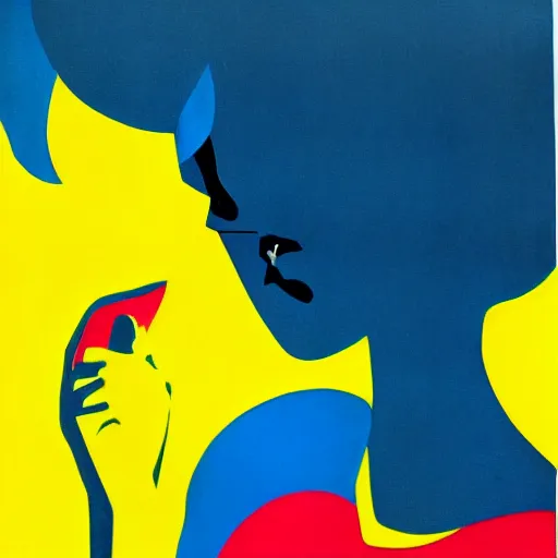 Image similar to emotionally evocative 1 9 6 0 s pop art silhouette of a desperate woman beckoning, simple shapes and bold colors