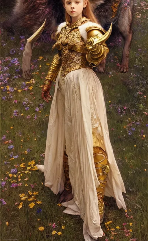 Image similar to highly detailed full body portrait of a enchanted wolf in the form of a beautiful young princess. d & d, art by donato giancola and ruan jia and carl larsson and magali villeneuve. trending on artstation, intricate details, energetic composition, golden ratio, concept art, illustration, elegant art