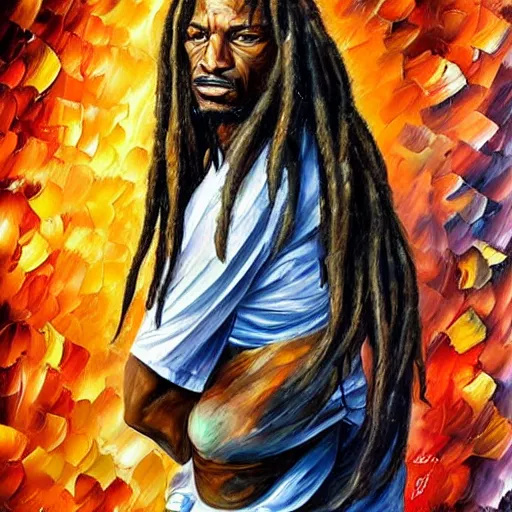 Image similar to portrait painting of The Predator by Leonid Afremov, dreadlocks, hyperdetailed!