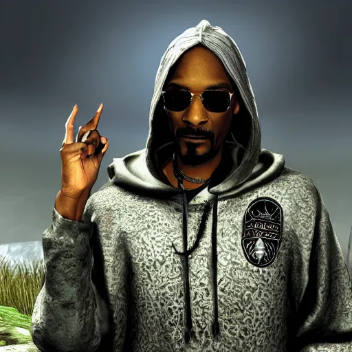 Image similar to snoop dogg in the elder scrolls skyrim