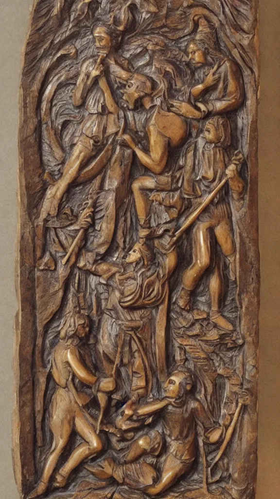 Image similar to a 1 8 th century carving of a pagan british folklore artifact