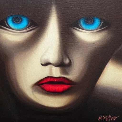 Image similar to terrible eyes from another world look out of the darkness, oil painting, 4k, 8k ,