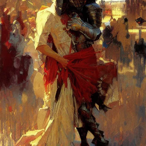 Prompt: knight painting, henry asencio, craig mullins, alphonse mucha