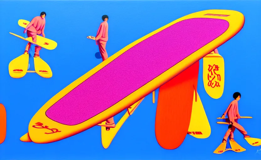 Image similar to flying skate boards by shusei nagaoka, kaws, david rudnick, airbrush on canvas, pastell colours, cell shaded!!!, 8 k