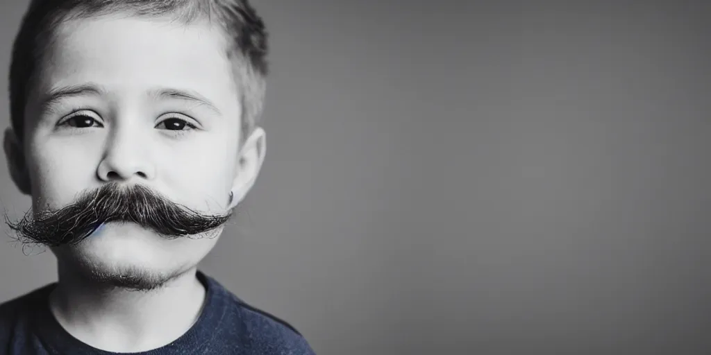 Image similar to little kid with long beautiful mustache, 5 0 mm, beard oil