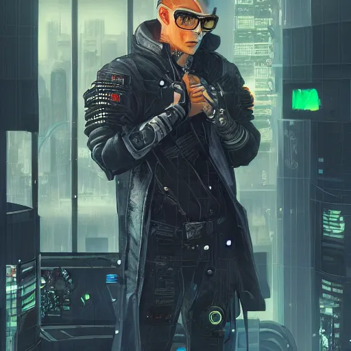 Image similar to Cyberpunk dude, by Sam Hogg