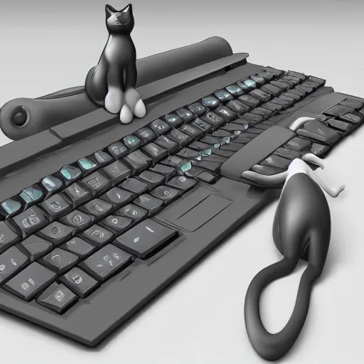 Prompt: a cat typing computer keyboard, artstation, professional, very detail