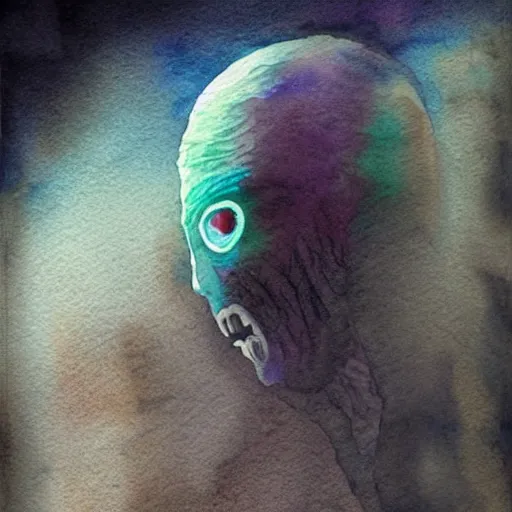 Image similar to creature from another planet in its natural environment. beautiful light. grainy and rough. soft colour scheme. beautiful artistic watercolor by lurid. ( 2 0 2 2 )