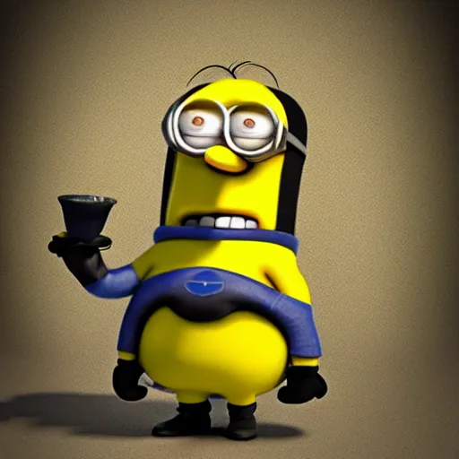 Image similar to a Simpsons-style Minion, photo studio, trending on artstation, HDR, by Pixar
