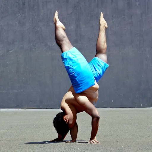 Prompt: hasbulla doing handstand