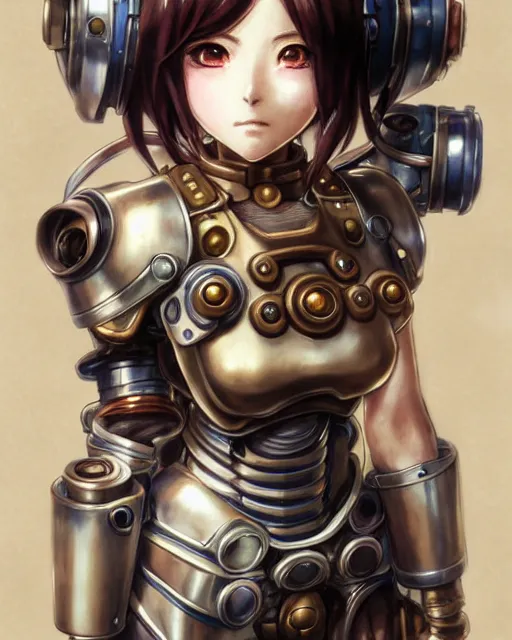 Image similar to portrait Anime Girl in mechanical armor steampunk cute-fine-face, pretty face, realistic shaded Perfect face, fine details. Anime. Bioshock steampunk realistic shaded lighting by katsuhiro otomo ghost-in-the-shell, magali villeneuve, artgerm, rutkowski Jeremy Lipkin and Giuseppe Dangelico Pino and Michael Garmash and Rob Rey