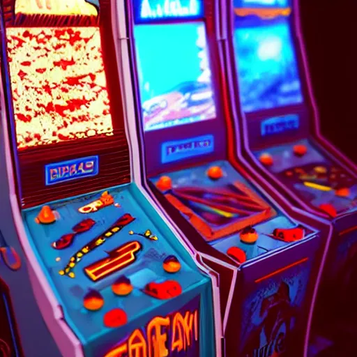 Prompt: 1990s arcade machine, octane render, unreal engine, digital art, Artstation, Trending on Artstation, Artstation HQ, Artstation HD, cgsociety, Pinterest, 8k , close up to the screen, godrays, volumetric, reflections, cinematic, epic, accurate, coherent, 3D Render,