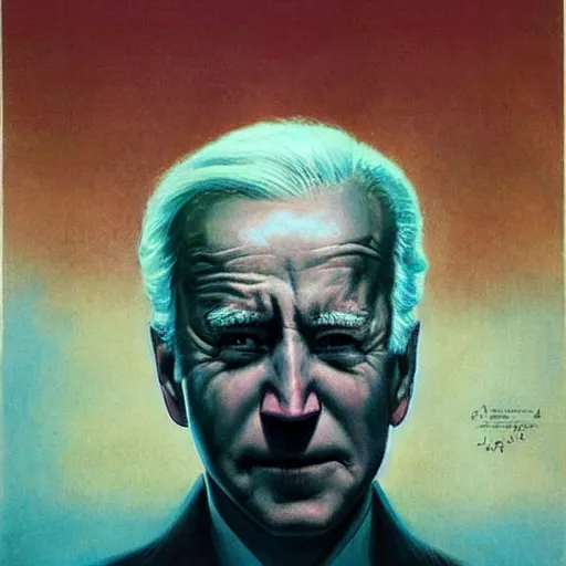 Image similar to patriotic nightmare of joe biden, perfectly clear face, by j. c. leyendecker and beksinski