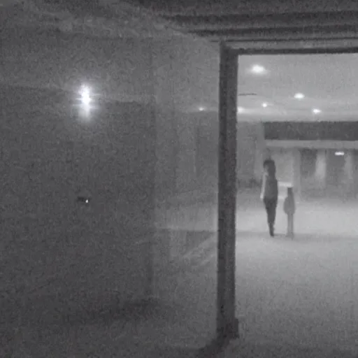 Prompt: ghostly figure, security footage