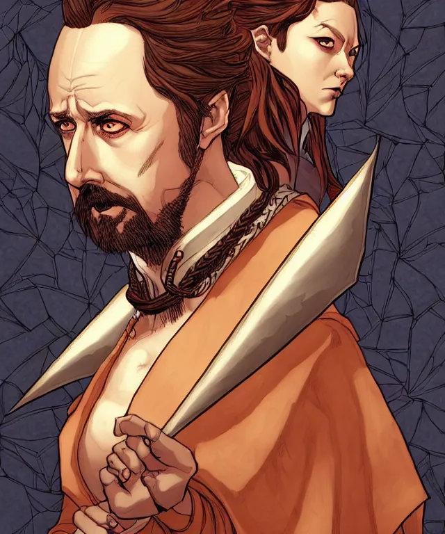 Prompt: a ( fantasy comic ) ( cover art ) portrait of a clueless bard who looks like ( tom green ), digital illustration by jenny frison and sana takeda and kentaro miura, fine inking lines, dnd, highly detailed!, hd, 4 k, trending on artstation