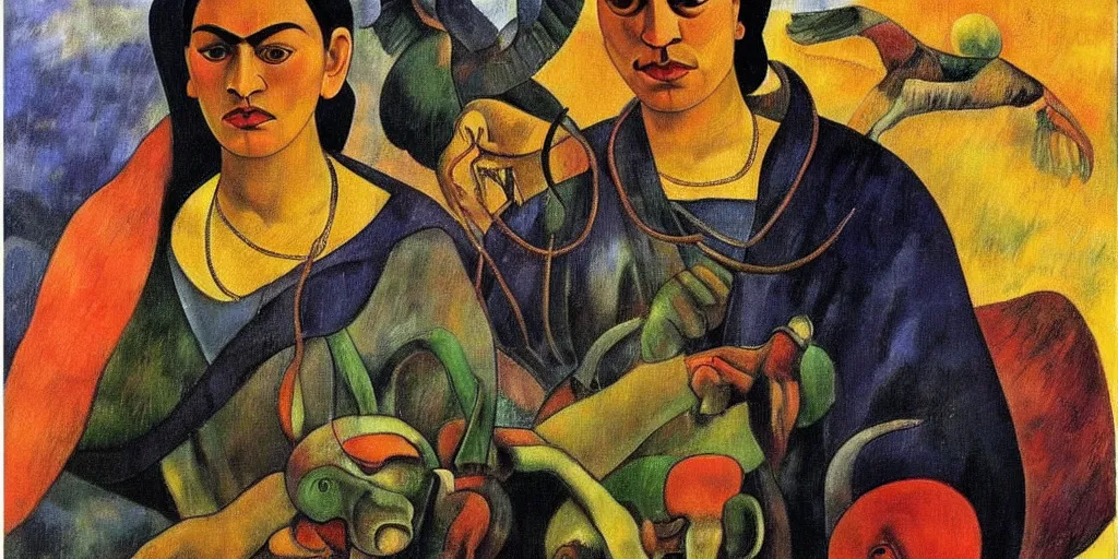 Image similar to supernatural vatican n paul gauguin, art by frida kahlo show poster, sharp focus, smooth