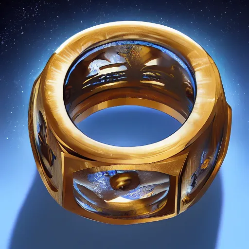 Prompt: An alien ring of great power, product showcase