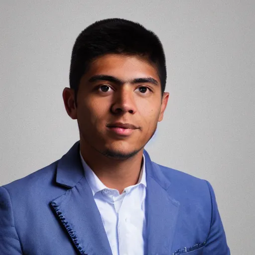 Prompt: professional headshot of young Peruvian man with white background, photorealistic