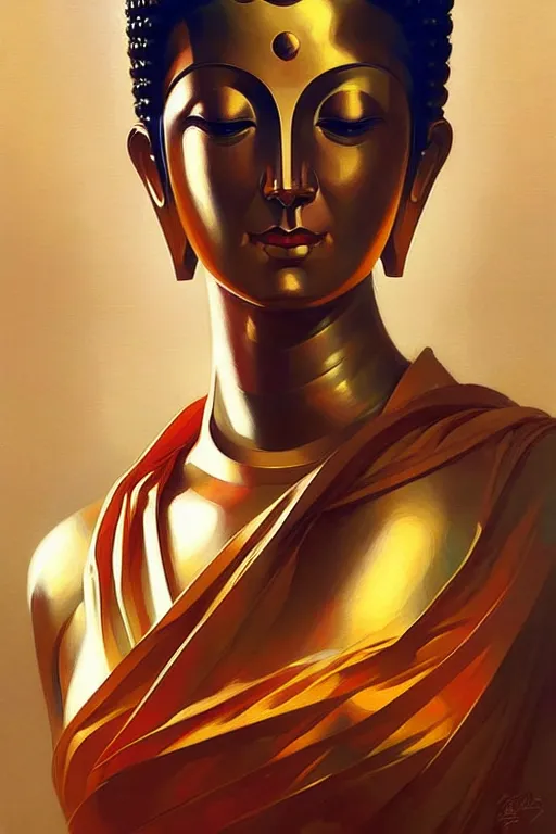 Image similar to buddhism, futurism, painting by greg rutkowski, j. c. leyendecker, artgerm