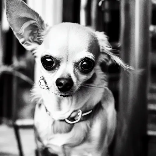 Image similar to a chihuahua drinking beer, professional photography