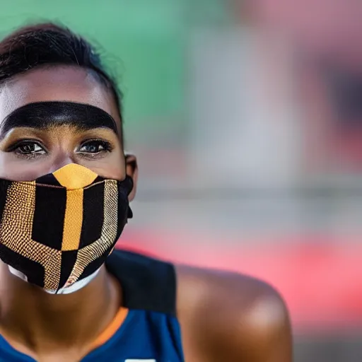 Image similar to brown skinned soccer player with face mask