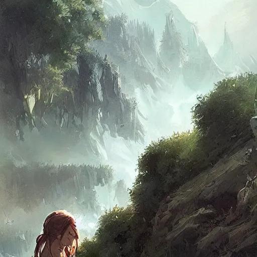 Image similar to landscape by artgerm and greg rutkowski