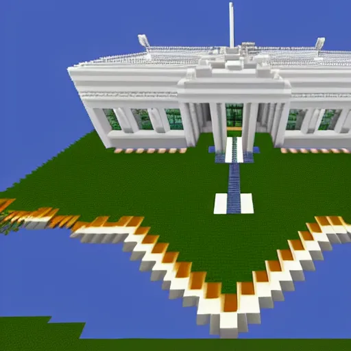 Prompt: the white house in minecraft