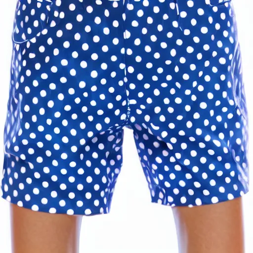 Image similar to blue short pants made of nylon with White dots