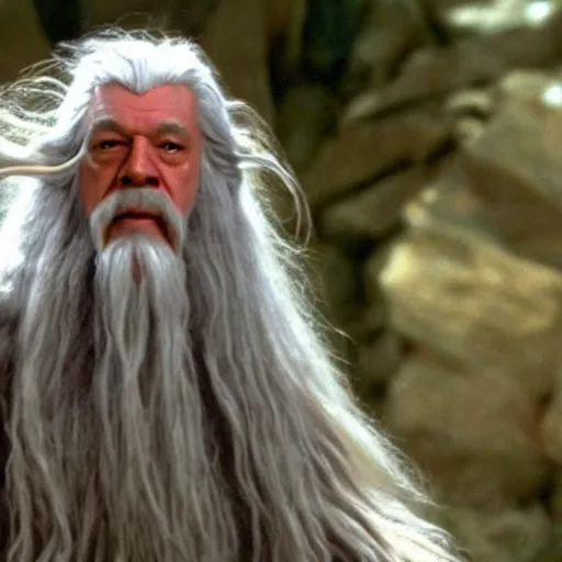 Image similar to gandalf as chewbacca, shampoo commercial, shampoo advertisement