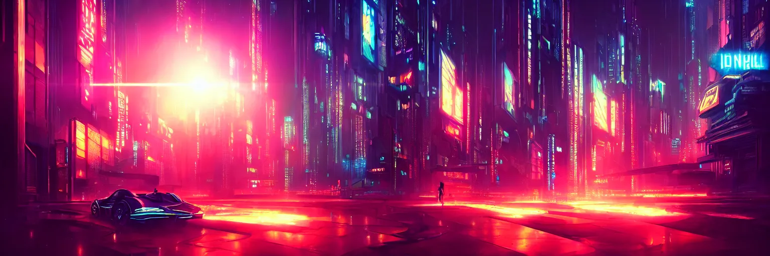 Image similar to cinematic photography of a cyberpunk cityscape, cyber led neon lighting, flare lighting, bokeh, rule of thirds, hyper photorealistic, crispy quality, digital photography, art by artgerm, art by greg rutkowski, art by pascal blanche,