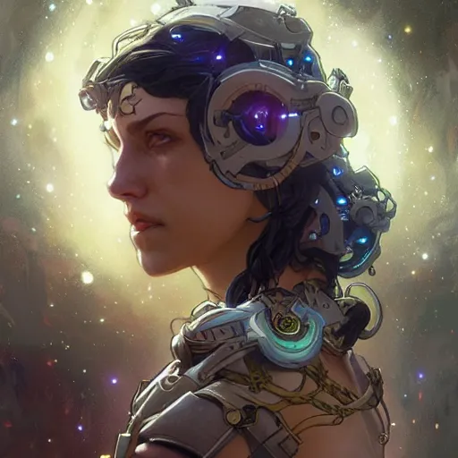 Prompt: cyborg druid entanglement milky way, epic lighting, sketch illustration, ultra detailed, art by artgerm and greg rutkowski and alphonse mucha