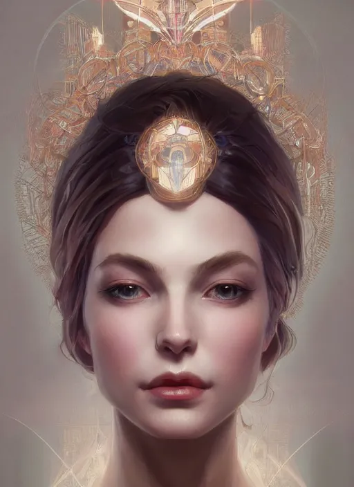 Image similar to symmetry!! sleeping beauty, machine parts embedded into face, intricate, elegant, highly detailed, digital painting, artstation, concept art, smooth, sharp focus, illustration, art by artgerm and greg rutkowski and alphonse mucha, 8 k