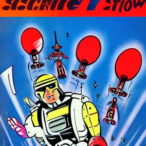 Image similar to retro sci-fi cartoon tv show by Robert McCall