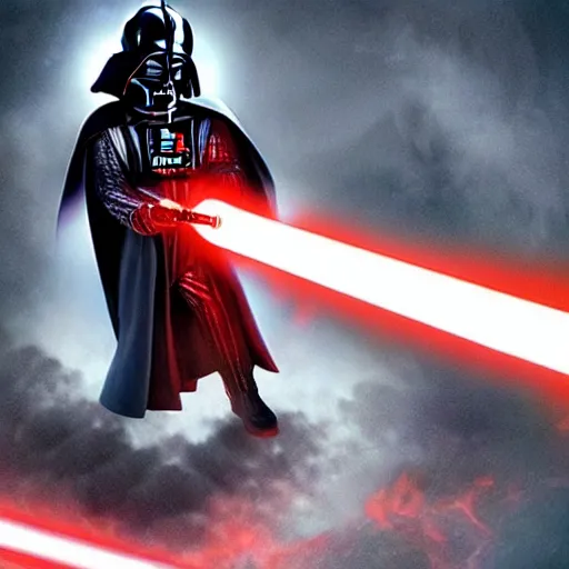 Prompt: Darth Vader using a magic stick, in the Harry Potter universe
