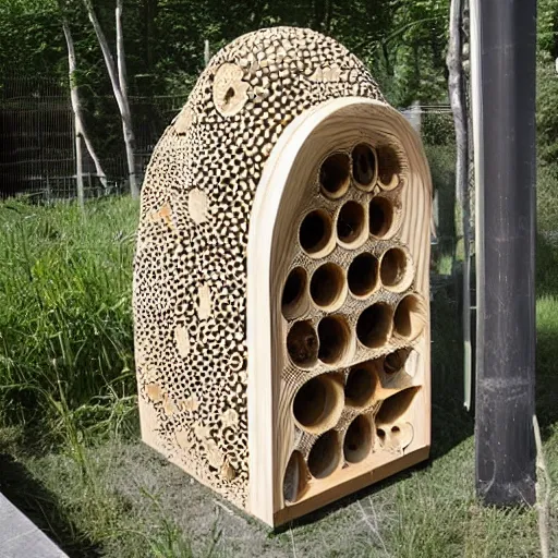 Image similar to insect hotel designed by Zaha Hadid