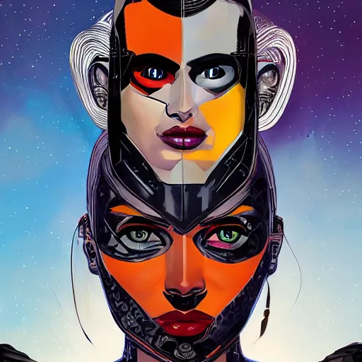 Image similar to portrait of a female android, by MARVEL comics and Sandra Chevrier, 8k