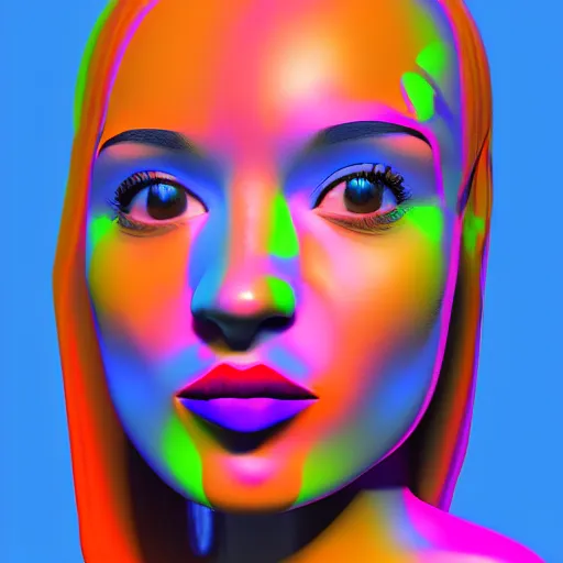 Prompt: 3d render of girl in liquid fauvism