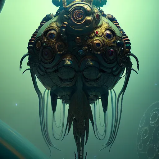 Image similar to eater of planets creature : : by michal karcz, daniel merriam, victo ngai and guillermo del toro : : ornate, dynamic, particulate, intricate, elegant, highly detailed, centered, artstation, smooth, sharp focus, octane render, 3 d