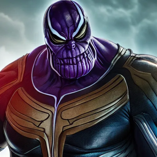 Image similar to Thanos as Venom, 4k, artstation, cgsociety, award-winning, masterpiece, stunning, beautiful
